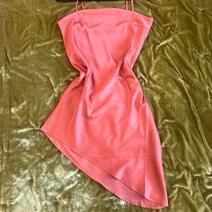 satin slip asymmetrical fitted mauve mini tank dress